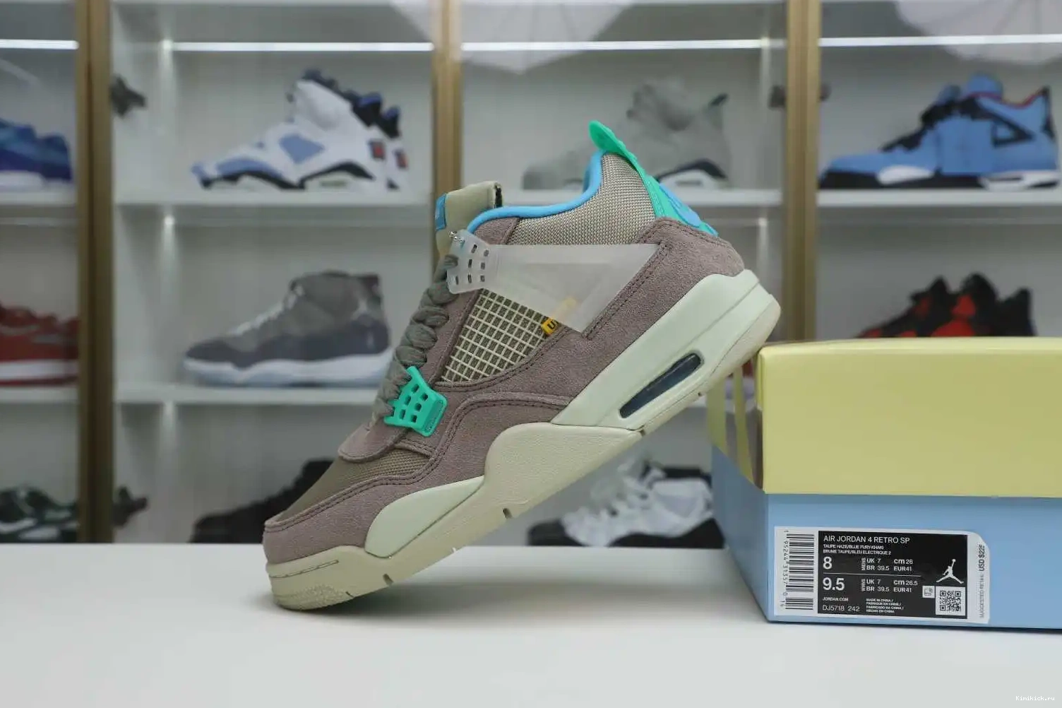 4 JORDAN LA RETRO HAZE' UNION AIR Kimikick X 'TAUPE 0406